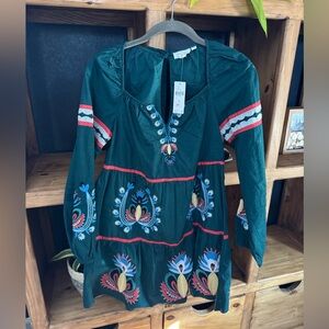 Anthropologie floral/paisley embroidered mini dress. ADORABLE!